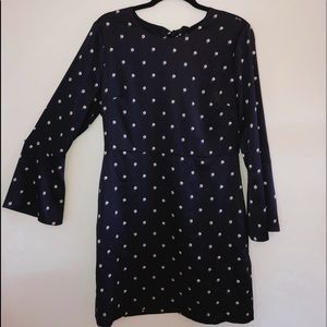 Keyhole Back, Bell-Sleeved, Navy Blue Dress